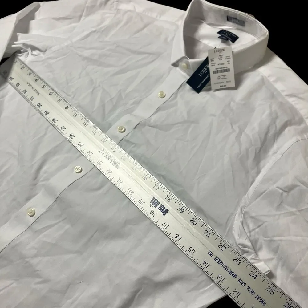 J Crew Button Up Performance Dress Shirt Mens XL White Stretch Career‎ AS991